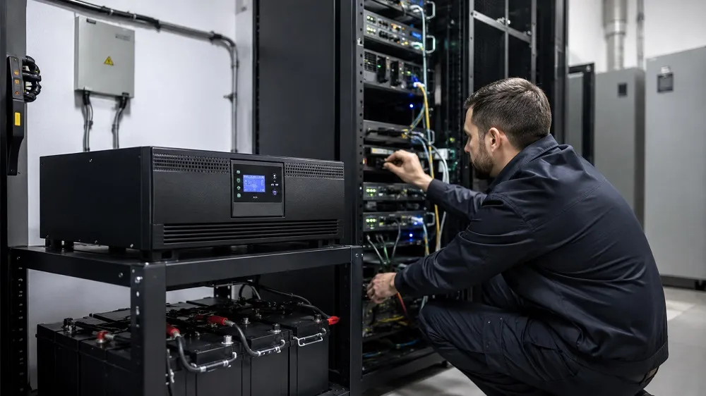 Serwis IT sprawdzający zasilanie awaryjne i infrastrukturę serwerową przed możliwą awarią