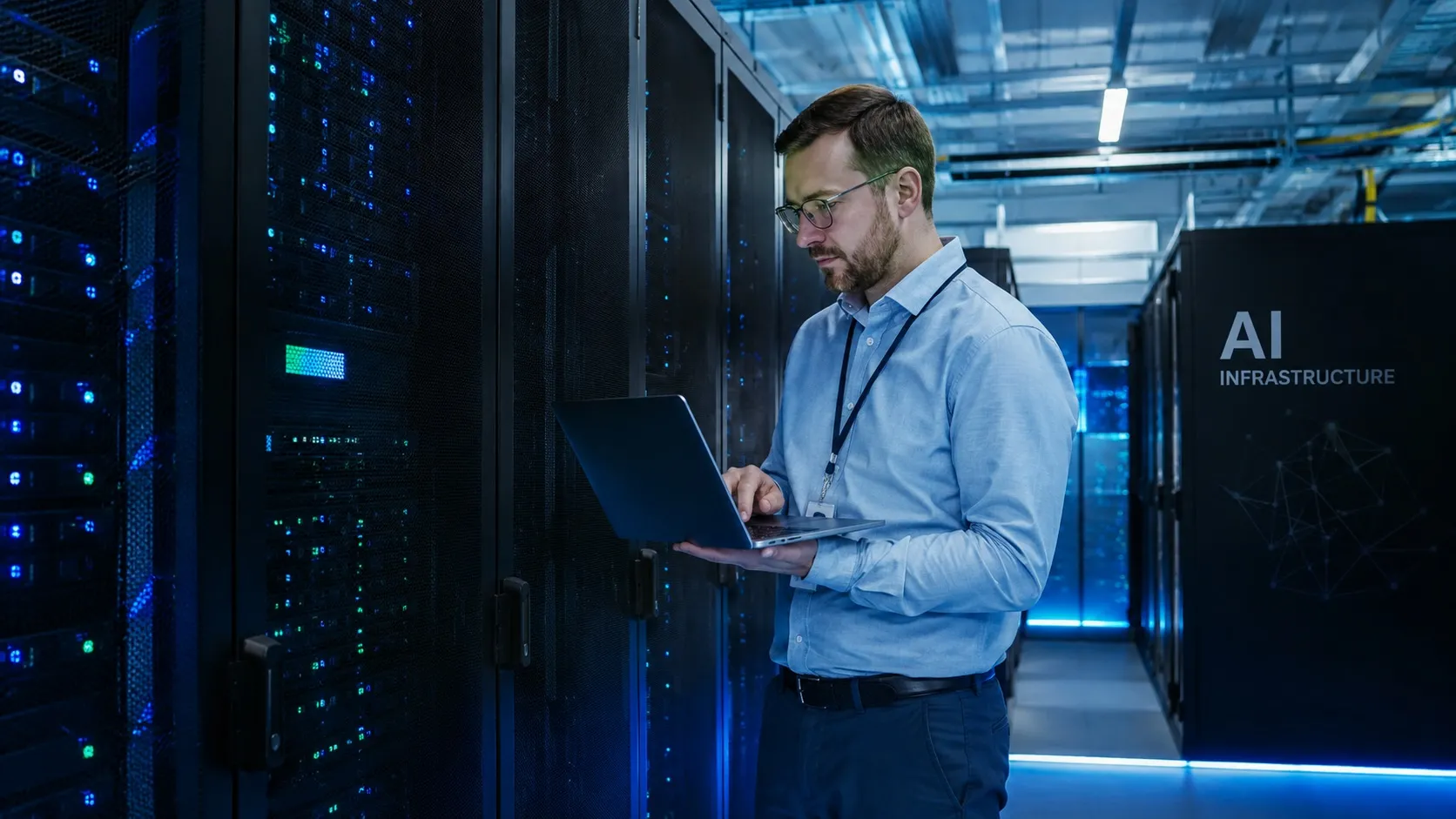 Hosting AI zarządzany przez administratora w nowoczesnym centrum danych